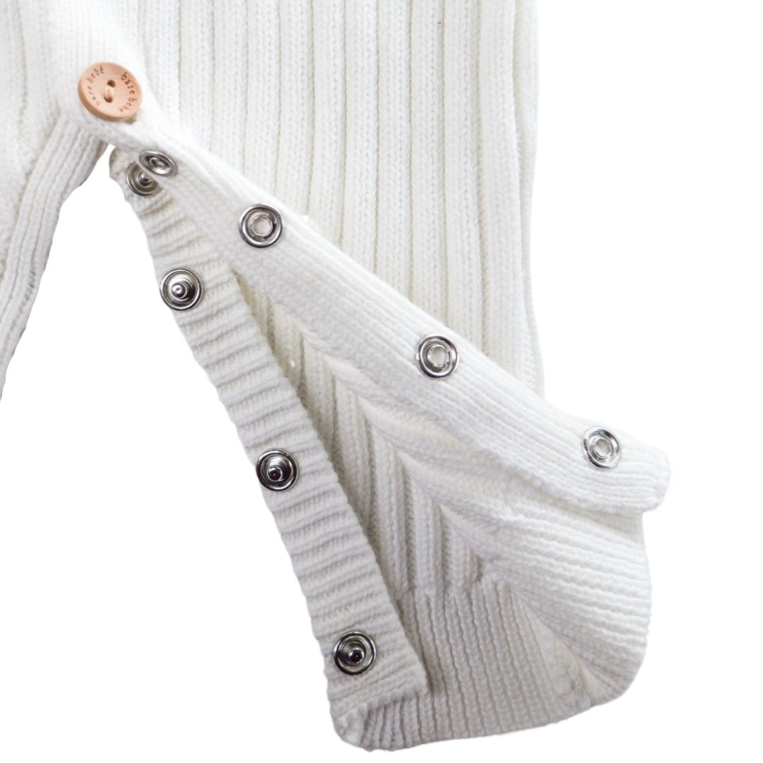 Daisy White Ribbed Romper